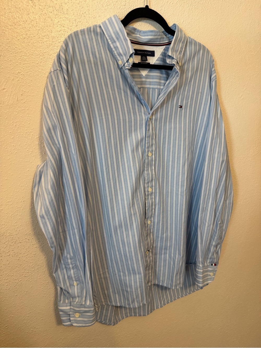 Tommy Hilfiger Light Blue and White Striped Button-Down Shirt - Picture 3 of 11
